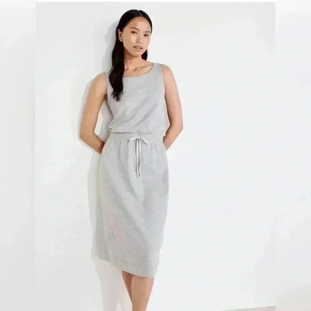 NWT HAVEN WELL WITHIN Organic Cotton Interlock Tie Waist Midi Dres MEDIUM